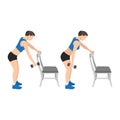 Woman doing bent over dumbbell shoulder pendulums or swings