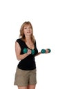 Woman doing bicep curls with free weights Royalty Free Stock Photo