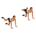 Woman doing booty squeeze exercise. Flat vector illustration