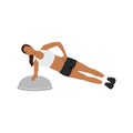 Woman doing Bosu ball side plank exercise.