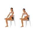 Woman doing Chair pigeon. ekapada rajakapotasana exercise.