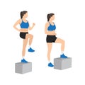 Woman doing Chair step ups exercise.