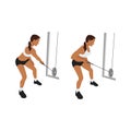 Woman doing Cross body cable rows exercise.