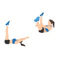 Woman doing Crunch chop exercise. Flat vector