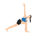 Woman doing deep lunge twist pose exercise. Flat vector illustration Royalty Free Stock Photo