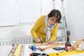 Woman doing DIY work at home Royalty Free Stock Photo