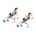 Woman doing Dumbbell incline bench rows.