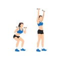 Woman doing Dumbbell squat thrusters Royalty Free Stock Photo