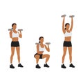 Woman doing Dumbbell thrusters. Squat to overhead press Royalty Free Stock Photo