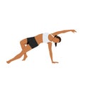 Woman doing Eagle leg side plank exercise. Flat vector