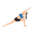 Woman doing extended side angle pose Utthita Parsvakonasana exercise