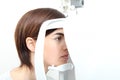 Woman doing eyesight measurement with optical lamp