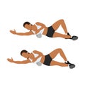 Woman doing foam roller lat stretch exercise