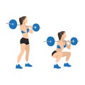 Woman doing Front barbell squat exercise. Royalty Free Stock Photo