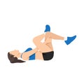 Woman doing Gluteus. Glute stretch exercise