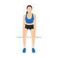 Woman doing half squat knee resistance using hands exercise