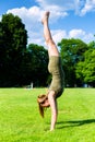 Woman doing handstand Royalty Free Stock Photo