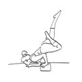 Woman doing handstand in yoga course illustration vector hand drawn isolated on white background line art