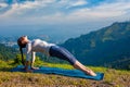 Woman doing Hatha yoga asana Purvottanasana Royalty Free Stock Photo