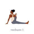Woman doing Hatha yoga. marichiasana 3. Sport exercise at home. Yoga and fitness, healthy lifestyle