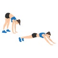 Woman doing inchworm exercise. Flat vector