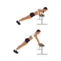 Woman doing Incline push ups exercise. Royalty Free Stock Photo