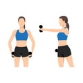 Woman doing jab cross exercise with dumbbell