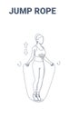 Woman Doing Jump Rope Exercise Fitness Home Workout Guidance Illustration. Girl Skipping Rope.