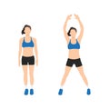 Woman doing Jumping jacks exercise. Flat vector Royalty Free Stock Photo