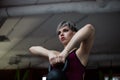 Woman doing kettle bell exercise in a gym Royalty Free Stock Photo