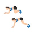 Woman doing knee and elbow press up exercise.