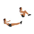 Woman doing Knee hugs exercise. Flat vector