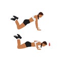 Woman doing Knee push up exercise. Flat vector