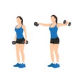 Woman doing Lateral side shoulder dumbbell raises. Royalty Free Stock Photo