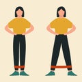 Woman doing lateral stepping. Illustrations of glute exercises and workouts. Flat vector illustration Royalty Free Stock Photo