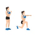 Woman doing Lunges. Lunge punches exercise.