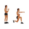 Woman doing Lunges. Lunge punches exercise.