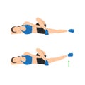 Woman doing Lying Crossover Leg Lift Exercise in 2 steps