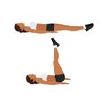 Woman doing Lying leg raises. Lifts exercise.