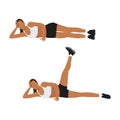 Woman doing Lying side hip abduction exercise.