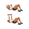 Woman doing lying trice extension exercise.