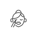 Woman doing make-up outline icon