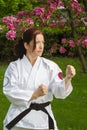 Woman doing martial art Royalty Free Stock Photo