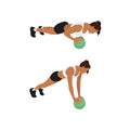 Woman doing Medicine ball push ups exercise. Royalty Free Stock Photo