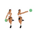 Woman doing Medicine ball rotational passes exercise.