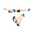 Woman doing Medicine ball v-ups exercise.