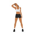 Woman doing Neck stretch exercise. Flat vector