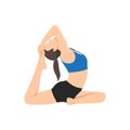 Woman doing One Legged King Pigeon Pose Iii. Practice Eka Pada Rajakapotasana Iii Royalty Free Stock Photo