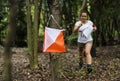 Woman doing Outdoor orienteering check point activity