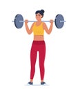 Woman doing Overhead barbell shoulder press exercise. Flat vector illustration isolated on white background Royalty Free Stock Photo
